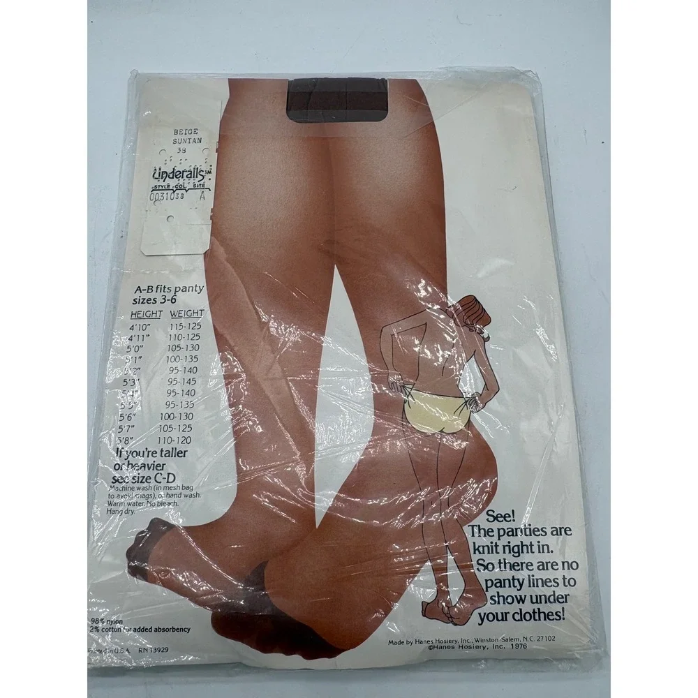 Vtg Underalls Pantyhose & Panties All in One Beige Brief Suntan Legs Size AB NOS